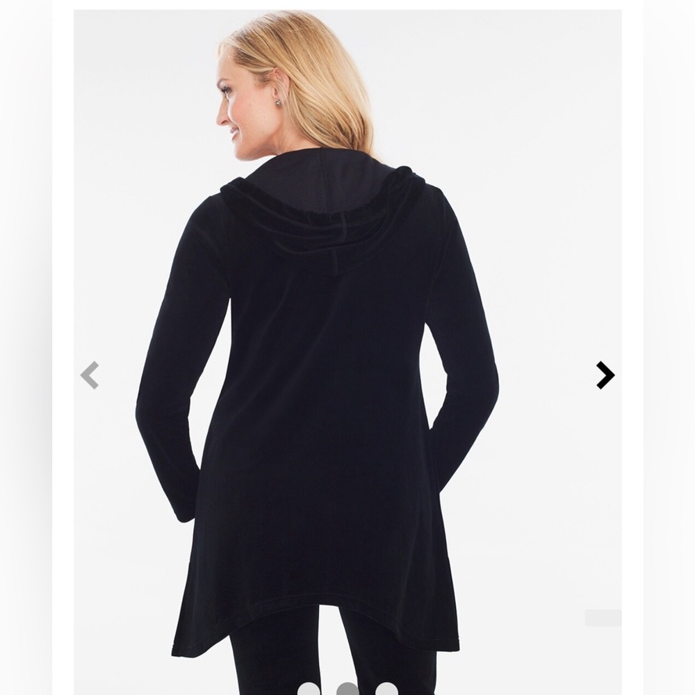 Zenergy by Chico’s Velour Anywhere Hooded Jacket Size 2/M/12 Black